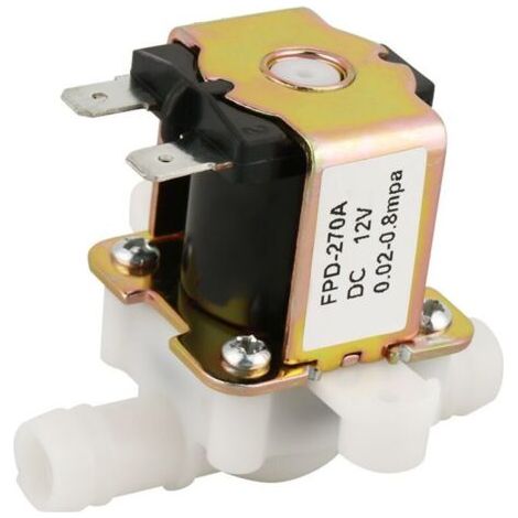 Vanne Électromagnétique Electrique, DC 12V Electrovanne Électrique Normalement Fermée N/C Vanne Électrique en Plastique du Commutateur d'Admission d'Eau d'OD 12mm (1/4)
