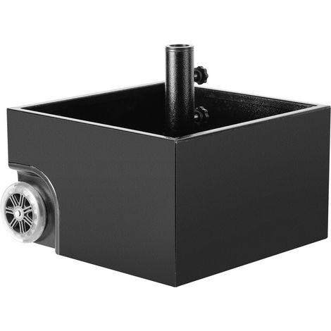 Hengda Supporto per ombrellone su ruote, Base per ombrellone, 44,5x44,5x27 cm, 68 kg quando riempito, Nero, Regolabile per pali per ombrellone da 38/48 mm (1/5)