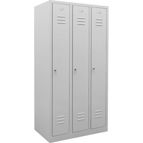 Armoire-vestiaire STIER, 3 compartiments, 1 800x870x500 mm, gris clair (1/4)
