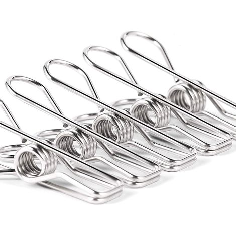 Pinces à linge pour le linge - Lot de 28 pinces à linge robustes et polyvalentes en acier inoxydable, pinces utilitaires en fil métallique, pinces de séchage pour corde à linge, cuisine extérieure, sa (1/5)