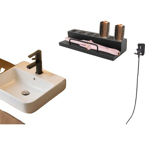Soporte para rizadores de pelo, acero inoxidable, 7 posiciones de almacenamiento, montaje en pared, carga máxima 10 kg, diseño que ahorra espacio. (1/5)