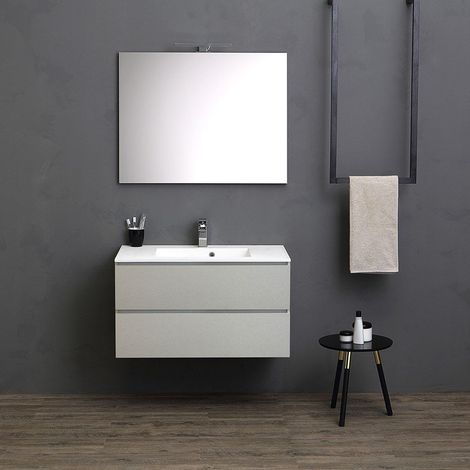 Badschrank 90Cm Mit 2 Schubladen Perlgrau Valentina (1/5)