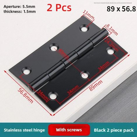 (89 x 56,8 x 1,5 mm - 2 pièces) Accessoires de fixation pour portes - Charnières en acier inoxydable pour meubles, portes de placards et boîtes à bijoux - Résistantes et durables (1/5)