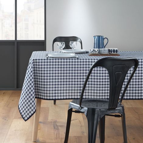 Nappe Rectangle Infroissable Vichy Bleu Antitache 150x240 cm (1/5)