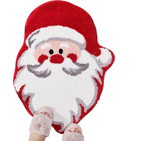 Dekorative Weihnachtsbadematte, Weihnachtsmann-/Weihnachtsbaum-Motiv, festliche Fußmatte