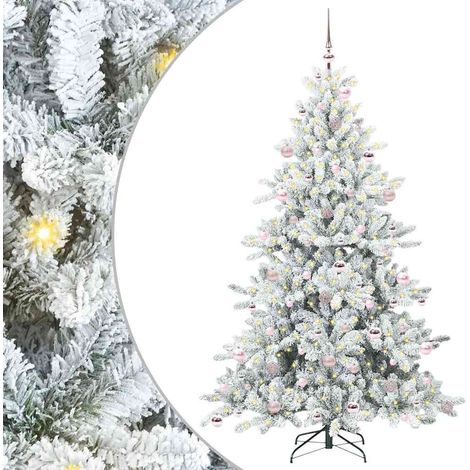 Albero di Natale Albero natalizio Albero festivo Artificiale con Rami Pieghevoli Bianco 210 cm (1/5)