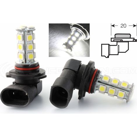 2 x Ampoules HB4 9006 LED SMD 18 LED - 12V - Blanc - Lampe de voiture (1/5)