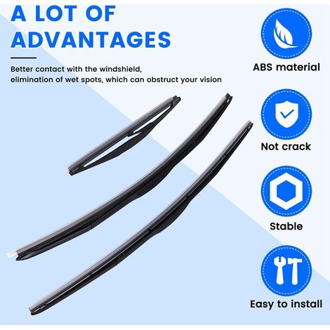 1 set, color: black, material: ABS, front and rear windshield wipers, windshield wiper blades, 24+2. (1/4)