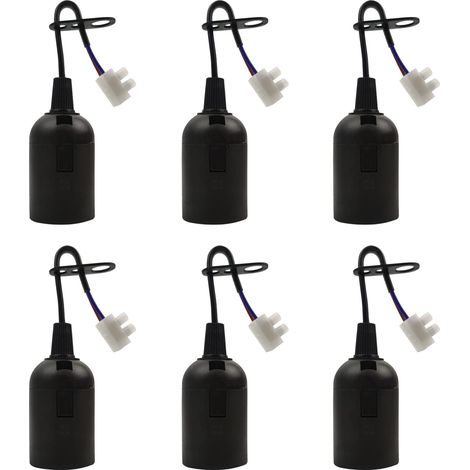 6 Pièces Douille E27 Support D'ampoule 4A 250V Douille Ampoule Douille de Rechange pour Ampoules à Incandescence et Ampoules LED ou Industrie (max.60W/ Noir) (1/5)