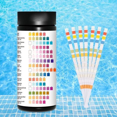 Test eau potable,potable Kit de test d'eau,Lote de 100 Bandelettes d'analyse,16 in 1 bandelettes de test d'eau,Lot de Bandelette Piscine,qualité (1/4)