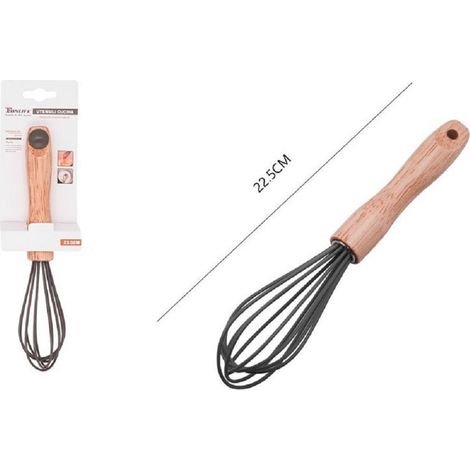 Kaela - Sbattiuova Frusta 8" Sbatti Uova In Silicone Manico Legno 22.5cm Da Cucina 50738 - (1/2)