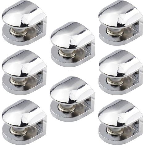 GDHZS- 8 Pièces Support Étagère Verre, Pince À Verre Réglable, Accroche Miroir Mural Fixation Miroir Pince sous Verre pour 6-8mm Verre Miroir Étagères (1/5)