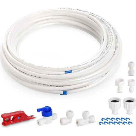 Universal Water Supply Hose, 15M Connection Kit for Double Door Refrigerator, Reverse Osmosis System, Water Hose Fitting 6.35mm, 1/4" Pipe American Fridge IG Pipe (1/5)