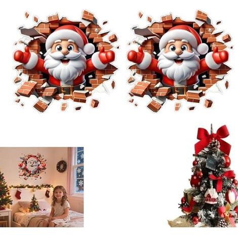 Christmas Stickers Santa Claus - 3-Piece Wall Decals for Festive Decor (1/5)