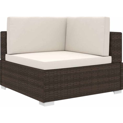 Sectional Corner Chair with Cushions Poly Rattan Brown vidaXL (1/5)