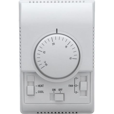 Contrôleur de température de ventilo-convecteur, thermostat de climatisation centrale conditionneur de commutateur de commande mécanique à 2 voies 110-220V (1/4)