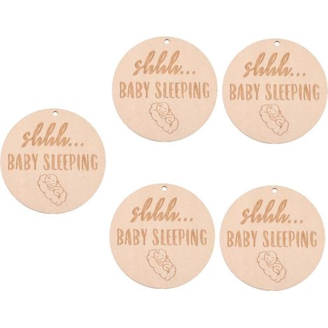 5 Pièces Signe De Sommeil Accueillir Dormir Signe Du Nouveau-né Nursery Sleep Panneau De Porte De Crèche Bonjour Porche Oh Devant Ne Déranger Kaki Bois (1/5)