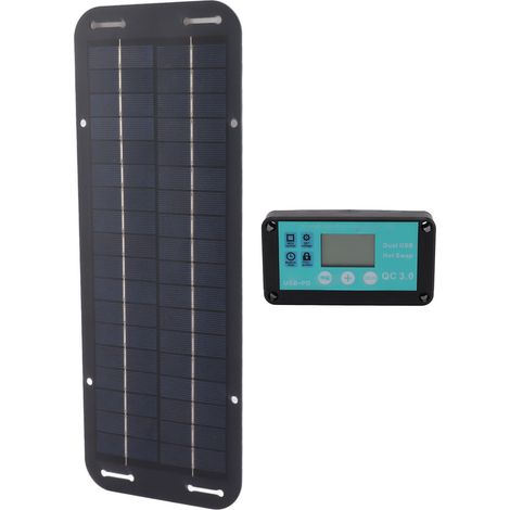 Panneau solaire 20W noir avec cellule solaire et contrôleur MPPT étanche pour camping-car maison véhicule voyage camping (1/5)