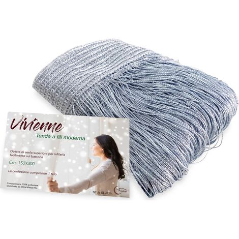 TENDA a FILI Vivienne per porta CM. 150X300 tinta unita GRIGIO (1/5)