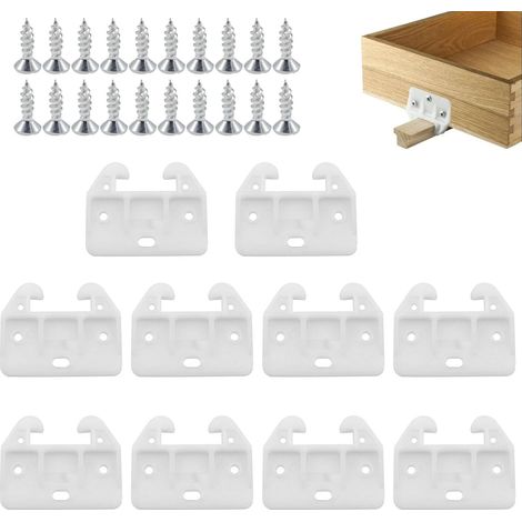 10 Stück Kunststoff Schubladenführungen Halterungen mit Schrauben, Mittelmontage Schubladenschienen Klammer für Möbel Kleiderschränke Kommoden (1/5)