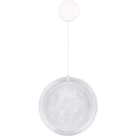 Cloche 3D lumineuse de Noël pour fenêtre, motif cloche, LED blanc chaud, alimentée par piles, décoration lumineuse pour famille, bureau, fête (1/5)