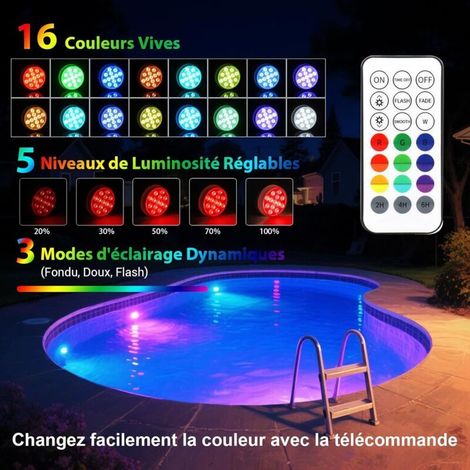 Lumiere Piscine LED Submersible avec Télécommande Éclairage Etanche Lampes IP68 Étanche Lumières Sous-marines Pour Aquariums, Baignoire, Étangs (4 Pièce) (1/5)