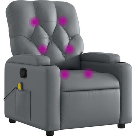 Fauteuil de massage inclinable en similicuir gris (1/5)