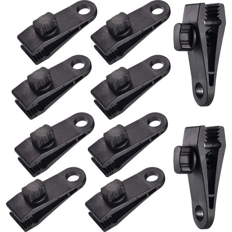 Lot de 10 pinces coupe-vent pour bâches - Pinces en plastique renforcé pour le camping, les tentes et les bâches - Accessoires de plein air indispensables (1/5)