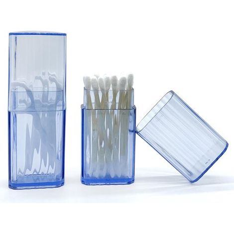 Reise-Wattestäbchenhalter 10 Stück tragbarer kleiner Wattestäbchenspender transparente Kunststoff-Wattestäbchen Aufbewahrungsbox mit staubdichtem blau (1/5)