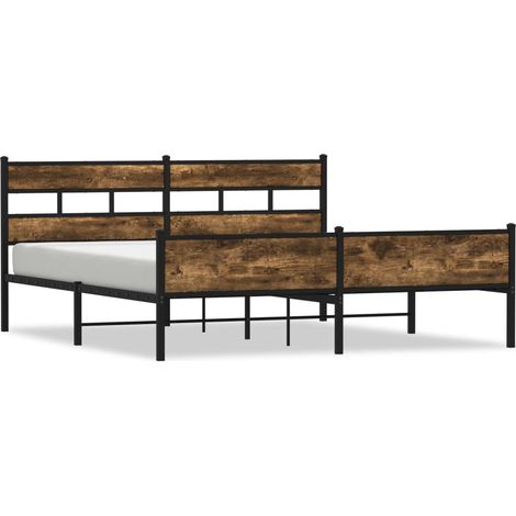 Maison Exclusive - Metallbett ohne Matratze Räuchereiche 180x200