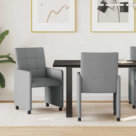 Esszimmerstühle mit Rollen 2 pcs Hellgrau 58 x 65 x 94 cm Stoff