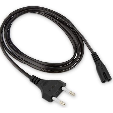 Câble d'alimentation Universel 2 pôles, Prise Secteur EU Type C vers Prise Double Femelle Type C7 - pour TV, Console de Jeux, Lecteur DVD-Blu-Ray, PS3, PS4, PS5, Xbox – 1,80m - Noir (1/4)