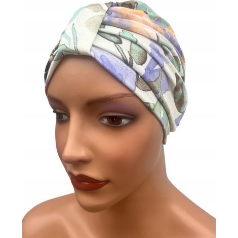 Turbante femenino Emma 437, un sombrero que se usa en la cabeza también después de la quimioterapia. (1/5)