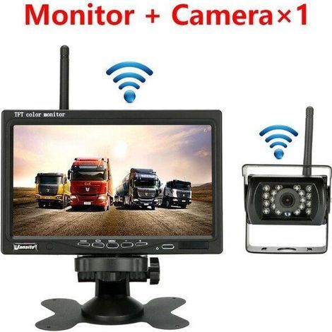Camera De Recul Sans Fil Pour Vehicule Moniteur Lcd De 7 Pouces Pour Camion, Bus, Rv, Remorque, Excavateur 12v-24v Etanche Ip67 Angle 120 (1/4)