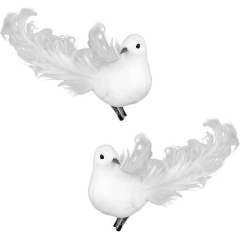 12 Pièces Colombe de la Paix Artificielle, Ornements d'oiseaux en Mousse Vive avec Clips pour Décorations D'ornement D'oiseau d'arbre de Noël (White) (1/5)