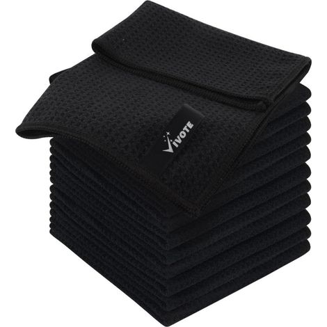 Mikrofasertücher Schwarz 30x30cm 12er Set Barista Spültücher Fusselfrei waschbar (1/5)