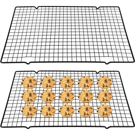 2 Pièces Grille de refroidissement, Acier au carbone antiadhésif, 40x25cm, Pour pâtisserie et cuisine (1/5)