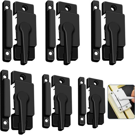 Lot de 6 verrous de fenêtre à guillotine, verrous et supports pour fenêtres coulissantes horizontales et verticales, en alliage de zinc (1/5)