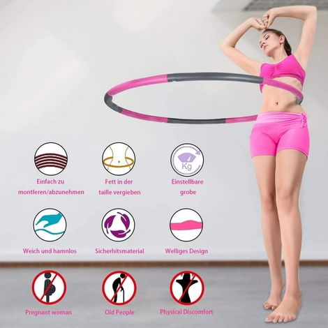 Hula Hoop amincissant et massage, 6-8 segments démontables, cerceau de fitness ajustable, pour affiner la taille, exercice à domicile, bureau, salle de sport, 1 kg (1/5)