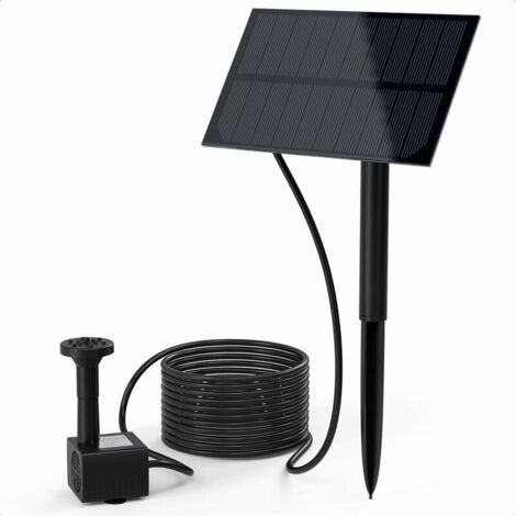 QORVA-Pompe Solaire pour Fontaine, 1,5W Pompe à Eau Solaire avec Piquet de Terre et 7 Buses Différent, Fontaine Flottante pour Jardin Bassin d'Etang Extérieur