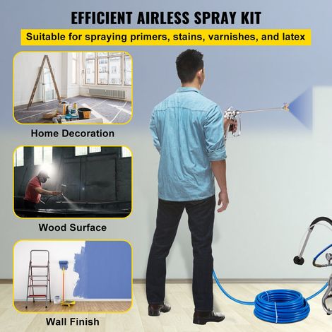 Kit de Pistolet et Tuyau pour Pulvérisateur, Tuyau de Pulvérisation sans Air 15,24 m 3600 psi, avec Tige d'Extension de 20,32 cm et Embout 517, Joint Pivotant 6,35 mm, pour Maisons Bâtiments (1/5)