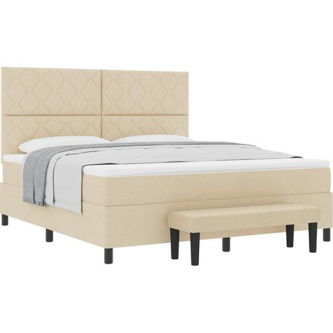 Maison Exclusive - Letto a molle con testiera Crema 180 x 200 cm Tessuto (1/5)