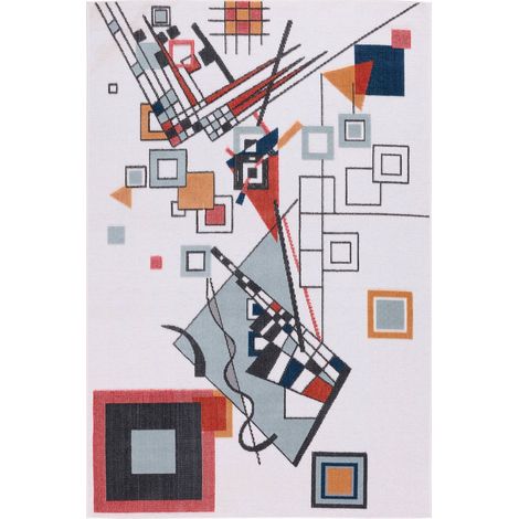 Tapis blanc abstrait intérieur extérieur facile entretien - 152 x 230 cm (1/5)