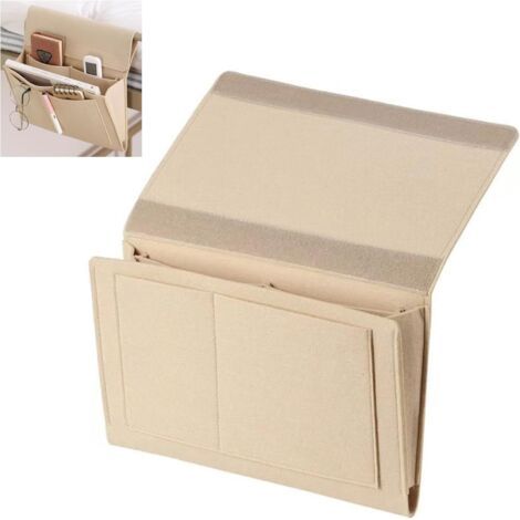 Sac de rangement en feutre à suspendre, poche de chevet, organiseur de chevet, sac de rangement suspendu, convient pour téléphones portables, clés, télécommandes, magazines, lunettes, etc (1/5)