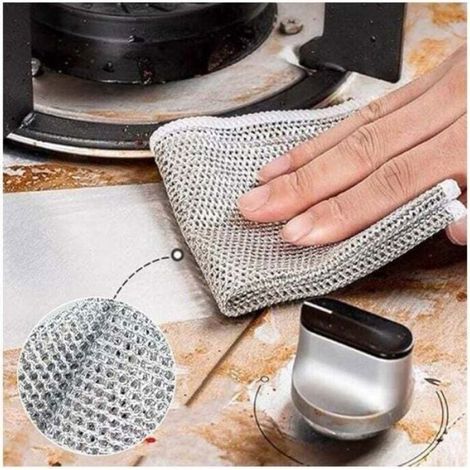 Chiffons à vaisselle en fil métallique polyvalents pour humides et secs, torchon multifonctionnel anti-rayures, chiffons à vai (1/4)