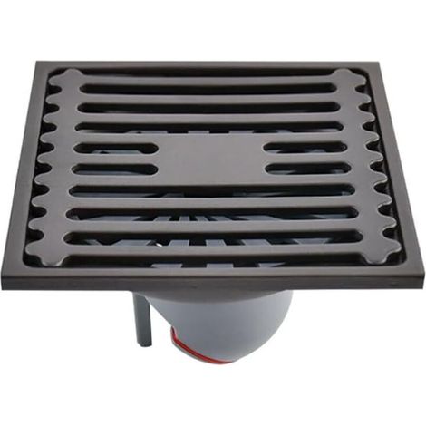 – Siphon de sol carré 10 x 10 cm en acier inoxydable – Système anti-odeurs – Couvercle de crépine amovible pour salle de bain
