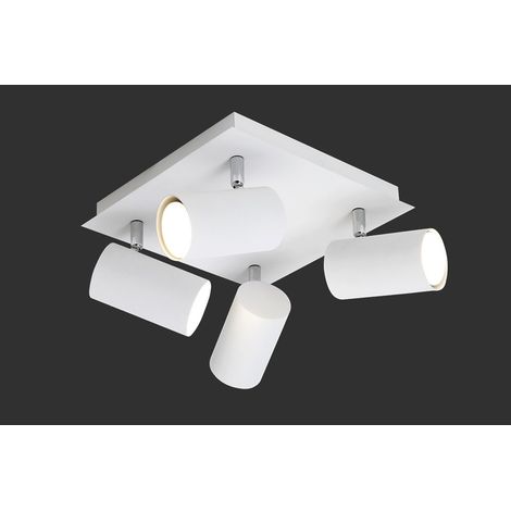 Plafoniera Quadrata 4 Faretti Orientabili Marley Bianco Trio Lighting