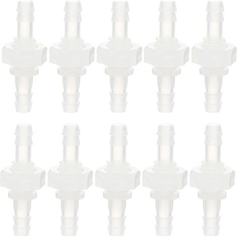 10 gerade, sechseckige Kunststoff-Durchgangsfittings für Wellrohre, Verschraubungsadapter – 4,7 x 1,8 cm – transparent (1/4)