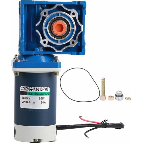 Moteur à engrenage à vis sans fin en acier inoxydable 90W 2200 tr/min XD5D90-24A121SRV-RV40 réducteur rapport 60:1 DC24V (1/5)