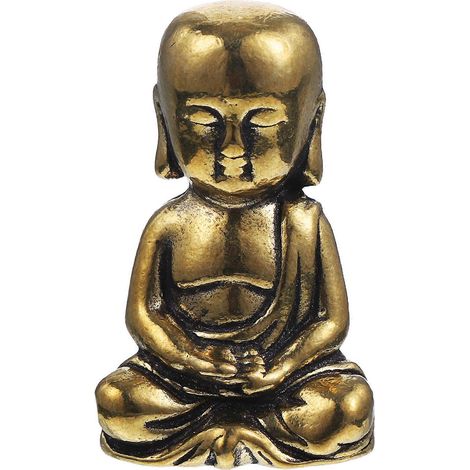 Ornement de moine en laiton, statuette de moine, décoration de bureau-2x1.5x3.3cm (1/4)
